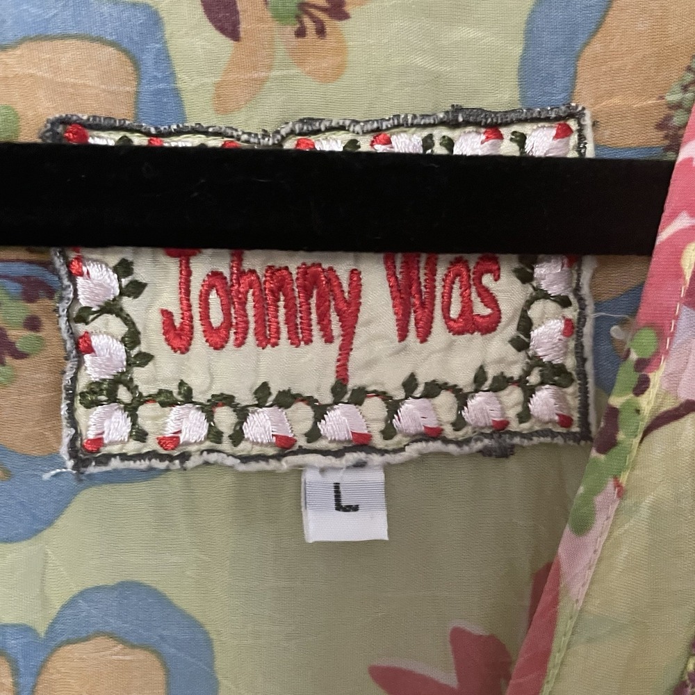 Johnny Was Floral V-Neck Top Blouse Y2K Whimsy Boho Artsy Women's Sz L B5 - Picture 3 of 10